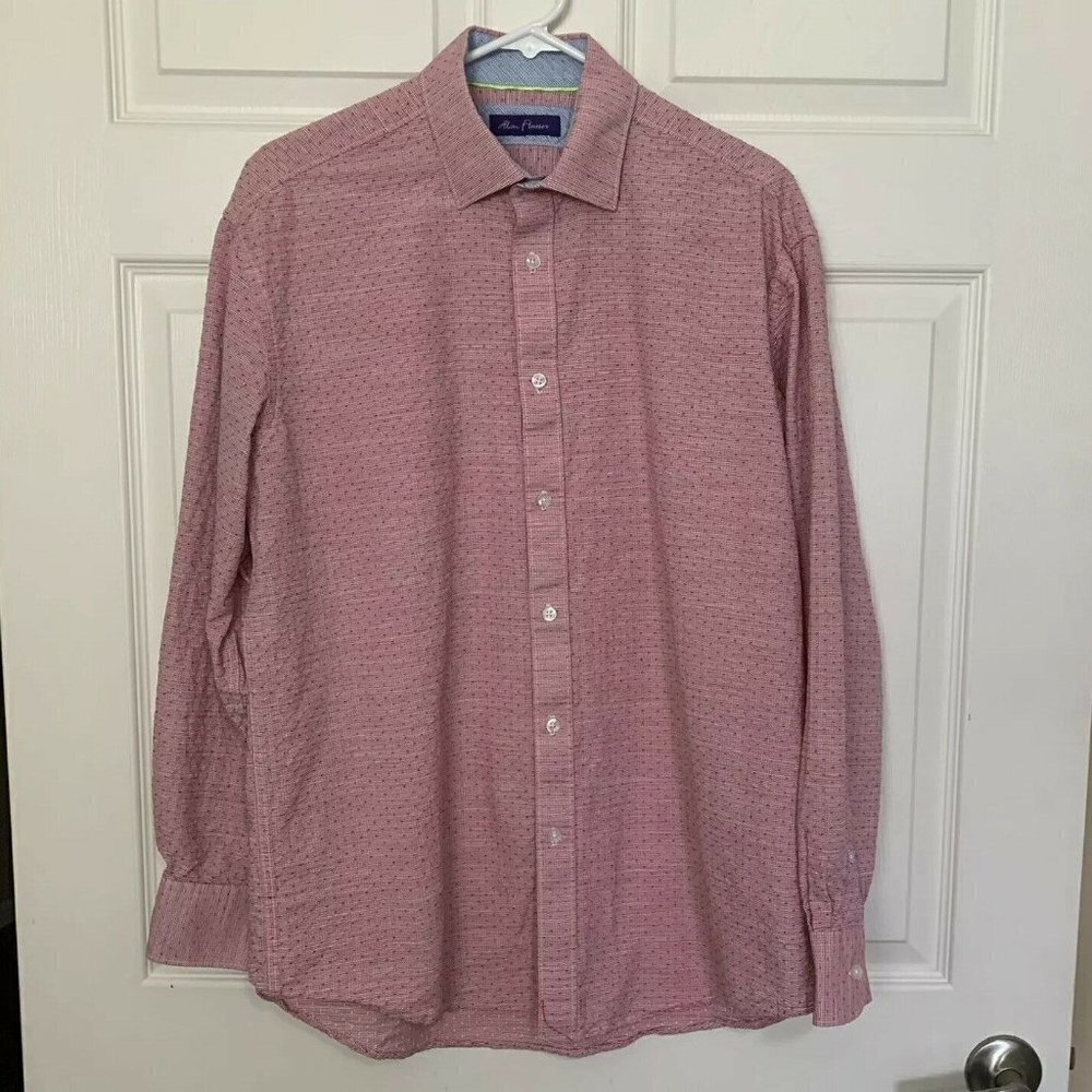 Alan Flusser Men's Medium Shirt Long Sleeve Button Down Red Textured